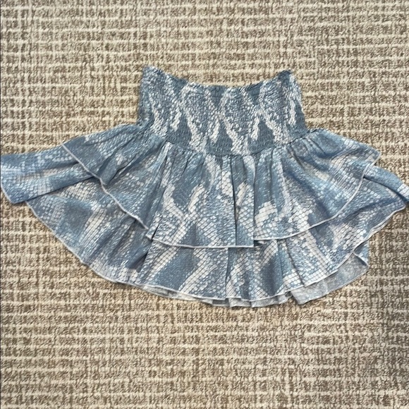 Blue Snake Print Ruffle Skirt by OLIVACIOUS Sz Lg - Picture 3 of 5